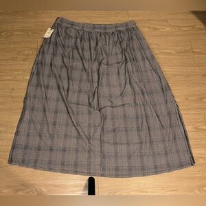 Terra & Sky Plaid Relaxed Fit Maxi Skirt – Size 4X (28W/30W), Black & White